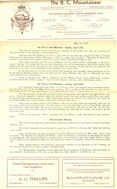 The B.C. Mountaineer 1932 May 1 thumbnail